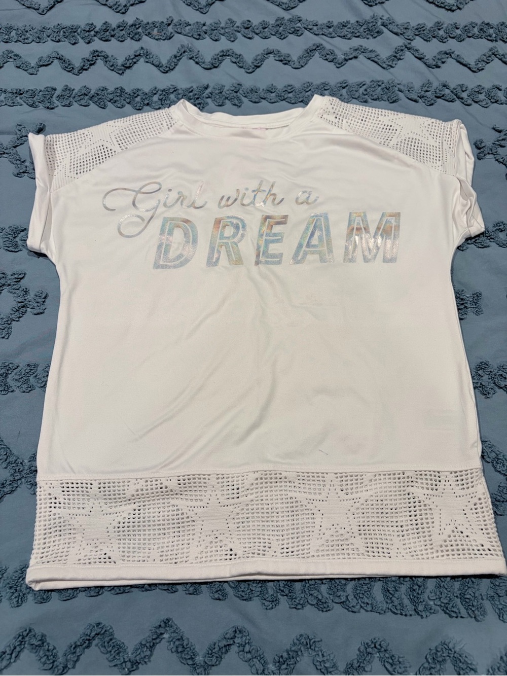 More Than Magic White Short Sleeve Top with Iridescent 'DREAM' Script